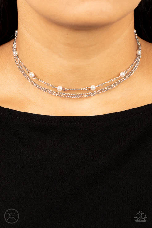 Daintily Dapper - White Paparazzi Necklace  (PZ-1662)