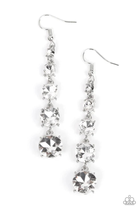 Red Carpet Charmer - White Paparazzi Earrings (PZ-5443)