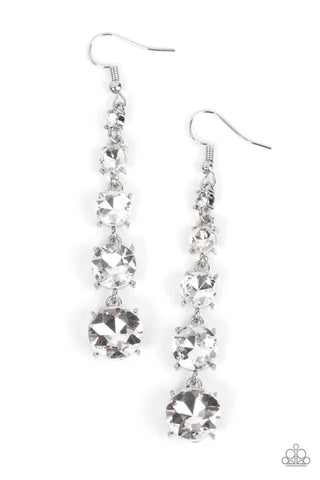 Red Carpet Charmer - White Paparazzi Earrings