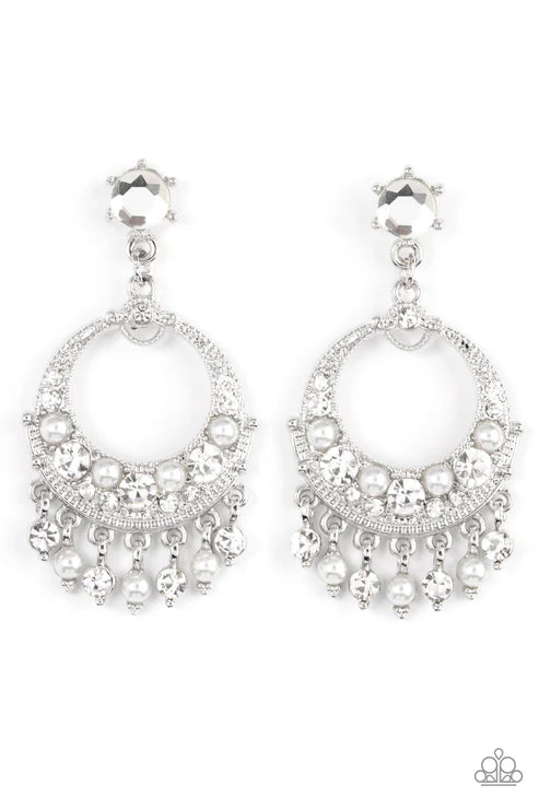 Marrakesh Request - White Paparazzi Post Earrings