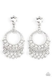 Marrakesh Request - White Paparazzi Post Earrings (PZ-5207)