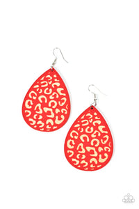 Suburban Jungle - Red Paparazzi Earrings (PZ-502)