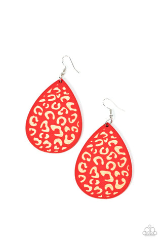 Suburban Jungle - Red Paparazzi Earrings (PZ-502)