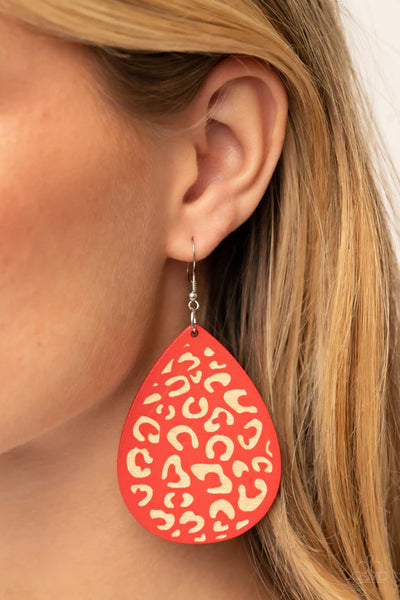 Suburban Jungle - Red Paparazzi Earrings
