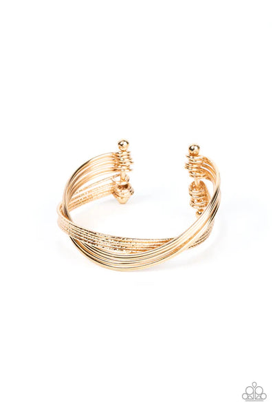 Industrialized Shimmer - Gold Paparazzi Bracelet (PZ-4904)