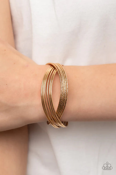 Industrialized Shimmer - Gold Paparazzi Bracelet (PZ-4904)