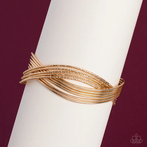 Industrialized Shimmer - Gold Paparazzi Bracelet (PZ-4904)