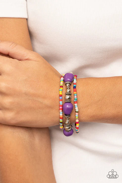 Confidently Crafty - Purple Paparazzi Bracelet (PZ-5271)