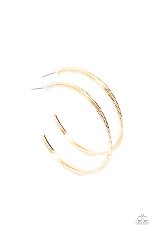 Monochromatic Curves - Gold Paparazzi Earrings  (PZ-3739)