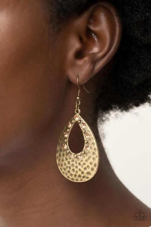 Terraform Twinkle - Brown Paparazzi Earrings (PZ-2897)