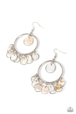 Cabana Charm - White Paparazzi Earrings (PZ-2301)