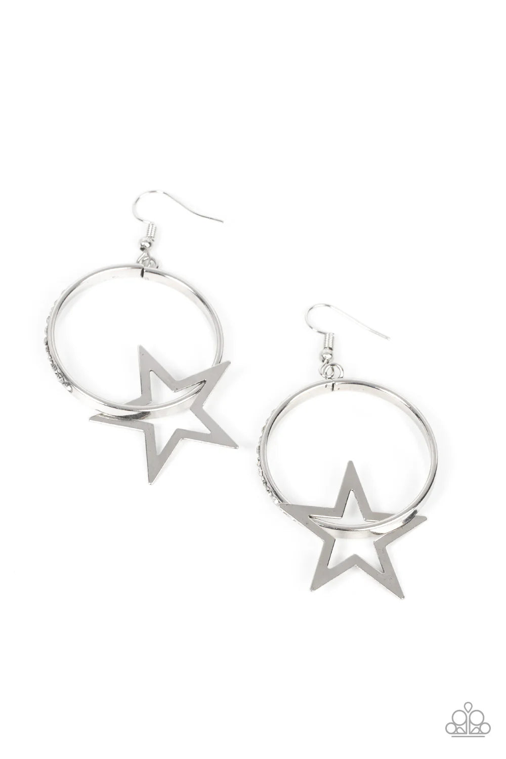 Superstar Showcase - white - Paparazzi earrings (PZ-5559)