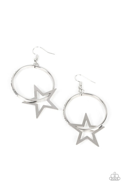 Superstar Showcase - white - Paparazzi earrings (PZ-5559)
