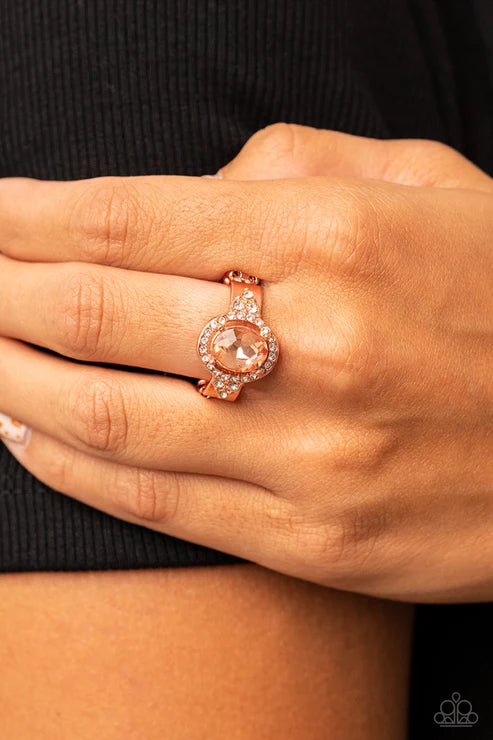 Dazzling I Dos - Copper Paparazzi Ring (T117)