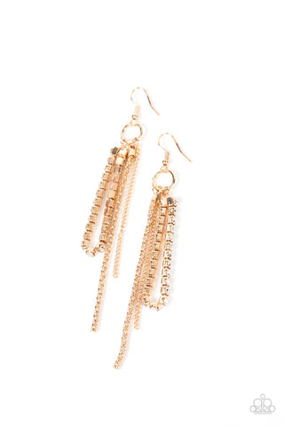 Swing Dance Dazzle - Gold Paparazzi Earrings (PZ-061)
