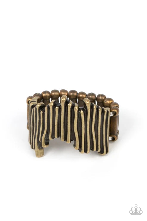 Along the Lines - Brass Paparazzi Ring (T39)