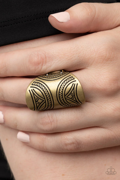 Pharaoh Party - Brass Ring - Paparazzi Accessories (T78)