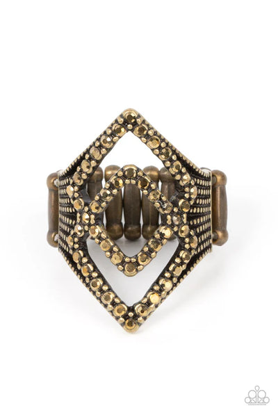 Diamond Duet - Brass Paparazzi Ring (T85)