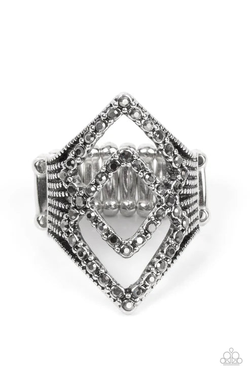 Diamond Duet - Silver Paparazzi Ring