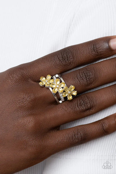 Posh Petals - Yellow Paparazzi Ring