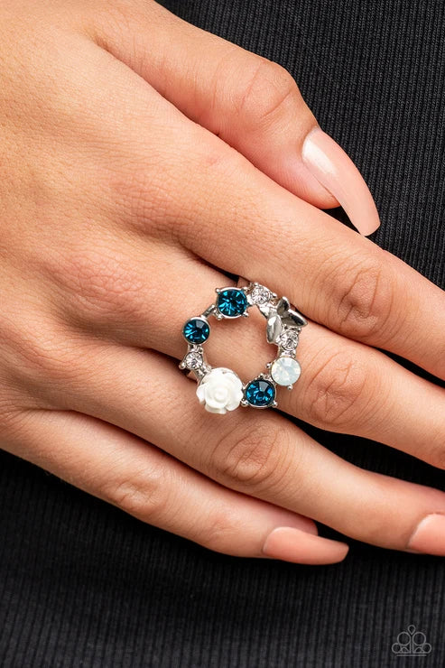 Butterfly Bustle - Blue Paparazzi Ring (T83)
