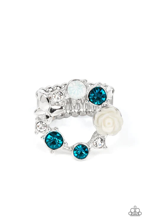 Butterfly Bustle - Blue Paparazzi Ring (T83)