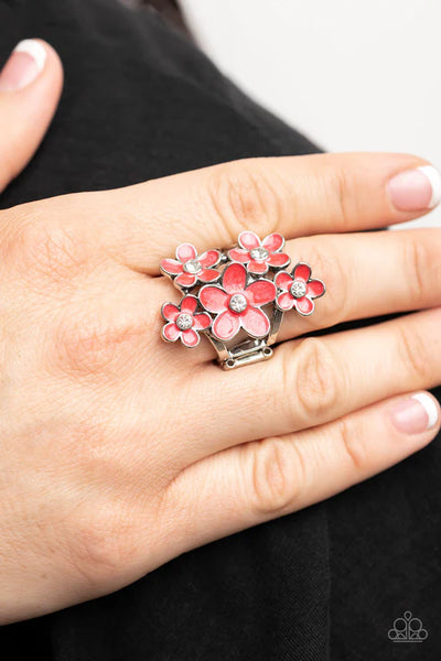 Boastful Blooms - Red Paparazzi Ring (T26)