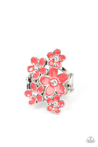 Boastful Blooms - Red Paparazzi Ring (T26)