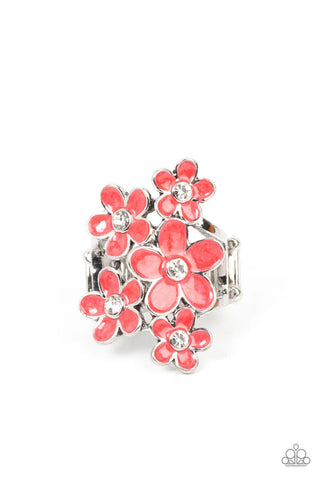 Boastful Blooms - Red Paparazzi Ring (T26)