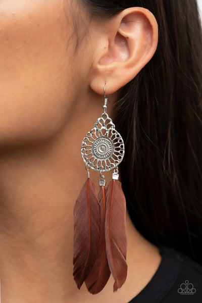 Pretty in PLUMES - Brown  Paparazzi Earrings (PZ-2482)