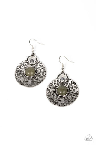 Terra Throwdown - Green Paparazzi Earrings (PZ-4193)