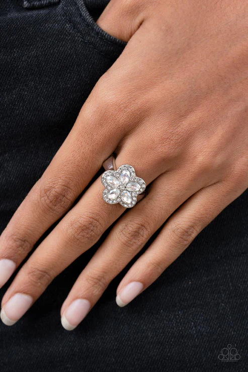 Efflorescent Envy - White Paparazzi Ring (T54)