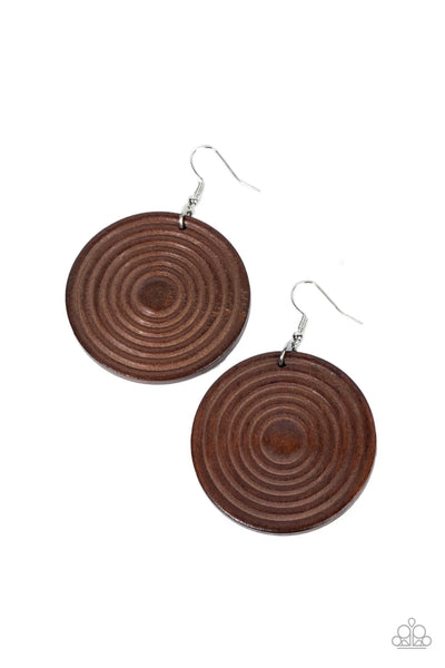 Caribbean Cymbal - Brown Paparazzi Earrings (PZ-1286)