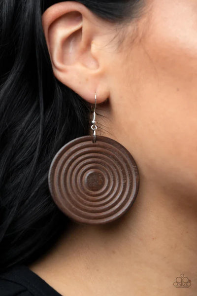 Caribbean Cymbal - Brown Paparazzi Earrings (PZ-1286)