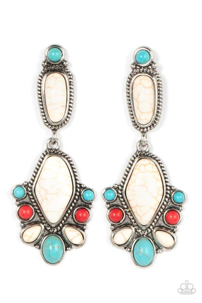Terrestrial Talisman - Multi Paparazzi Post Earring (PZ-5494)