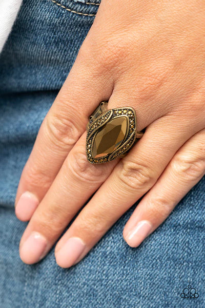Let Me Take a REIGN Check - Brass Paparazzi Ring