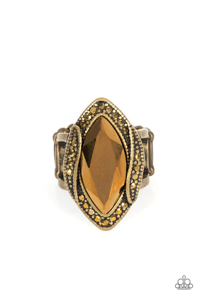 Let Me Take a REIGN Check - Brass Paparazzi Ring