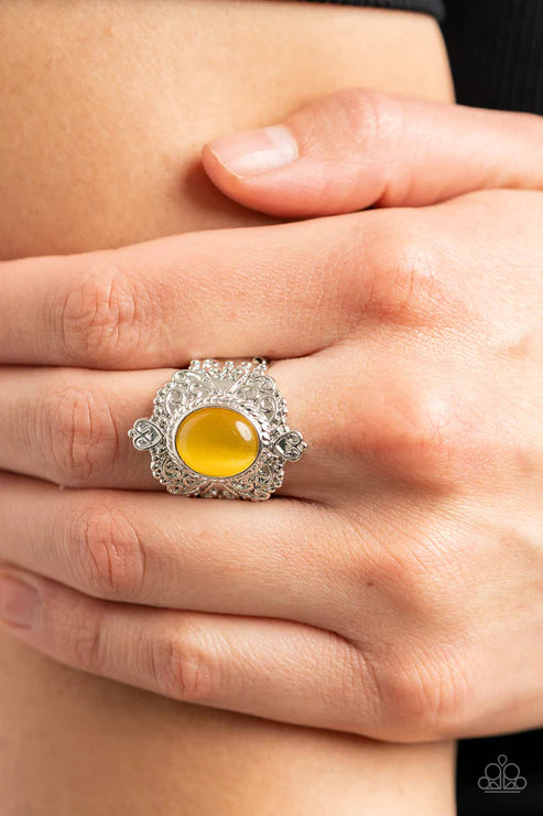 Delightfully Dreamy - Yellow Paparazzi Ring (T72)