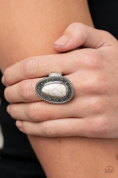 Downtown Desertscape - White Paparazzi Ring (T40)