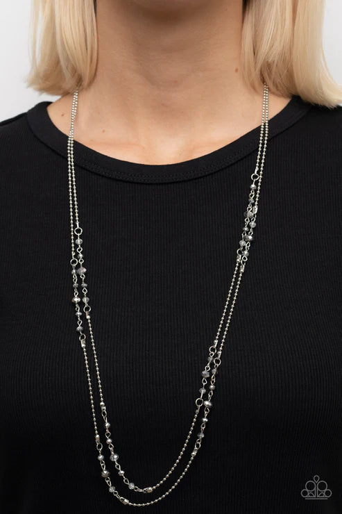 Petitely Prismatic - Silver Paparazzi Necklace (PZ-5434)