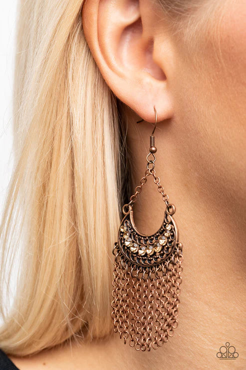 Greco Goddess - Copper Paparazzi Earrings