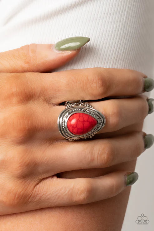 Saguaro Scene - Red Paparazzi Ring (T66)