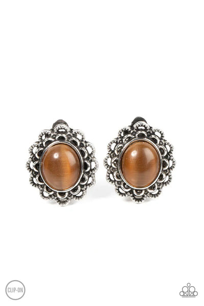 Garden Gazebo - Brown ♥ Clip-On Paparazzi Earrings