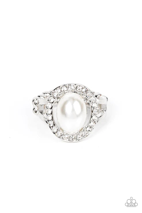 Seize the Shimmer - White Paparazzi Ring (T14)