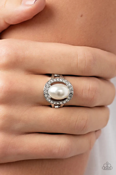 Seize the Shimmer - White Paparazzi Ring (T14)