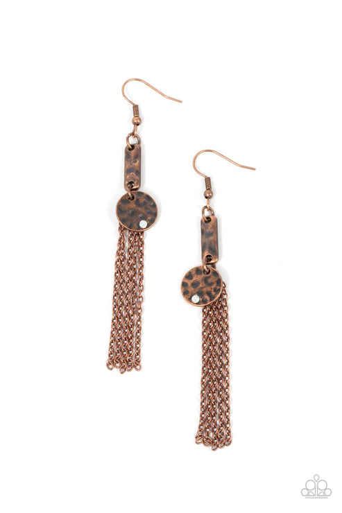 Twinkle Twinkle Little Trinket - Copper Paparazzi Earrings (PZ-5370)