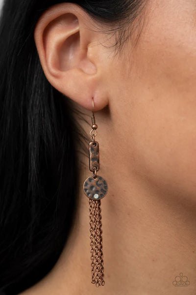 Twinkle Twinkle Little Trinket - Copper Paparazzi Earrings (PZ-5370)