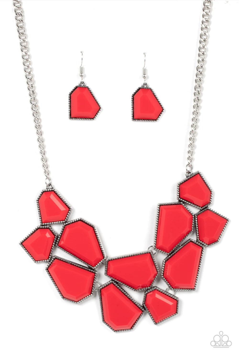 Double-DEFACED - Red Necklace - Paparazzi Accessories (PZ-457)