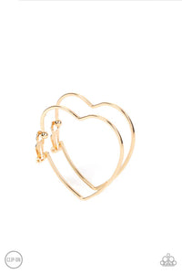 Harmonious Hearts - Gold Paparazzi Clip-On (PZ-5244)