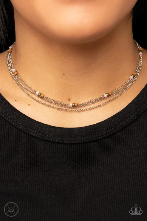 Bountifully Beaded - Multi Paparazzi Necklace (PZ-3907)